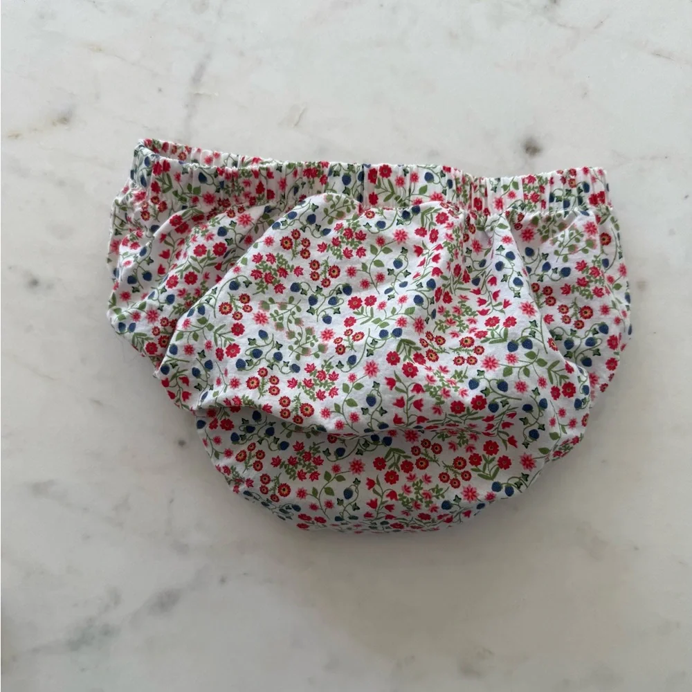 Matilda Jane White Floral Diaper Cover with Pink, Red & Blue Flowers